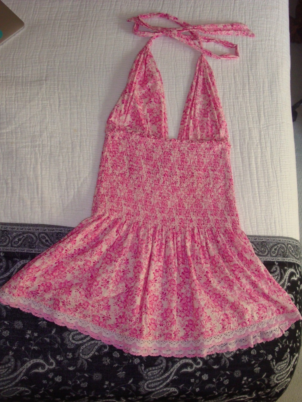LoveShackFancy Pink Floral Halter Slip Dress